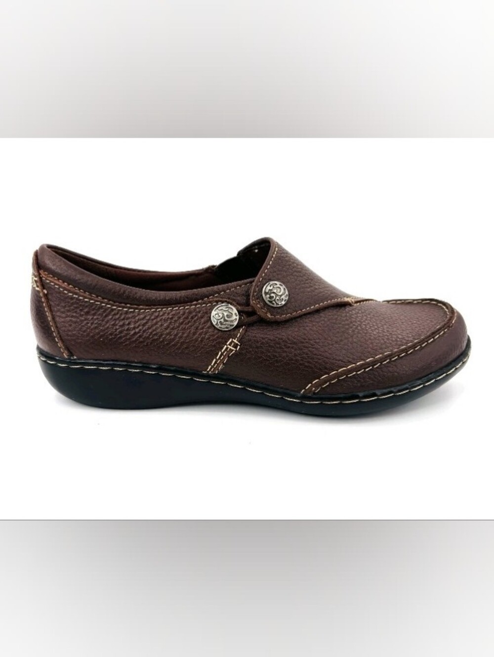 Womens 10 M Clarks Ashland Lane Q Brown Leather Slip On Loafers Casual Dress New
